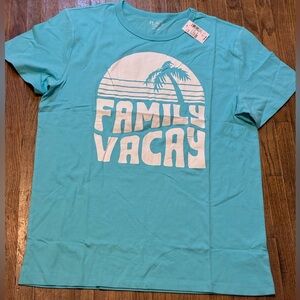 NWT Set of 4 Place Turquoise Graphic Tee - White 'Family Vacay' All Medium